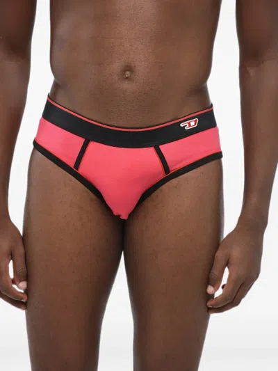 Diesel Logo-patch Elasticated Briefs In Red