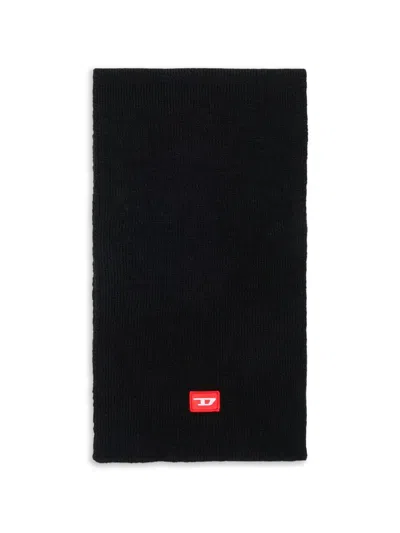 Diesel Kids' Logo-patch Knitted Scarf In Black