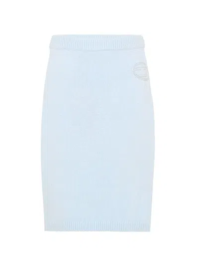 Diesel Kids' Logo-patch Knitted Skirt In Blue