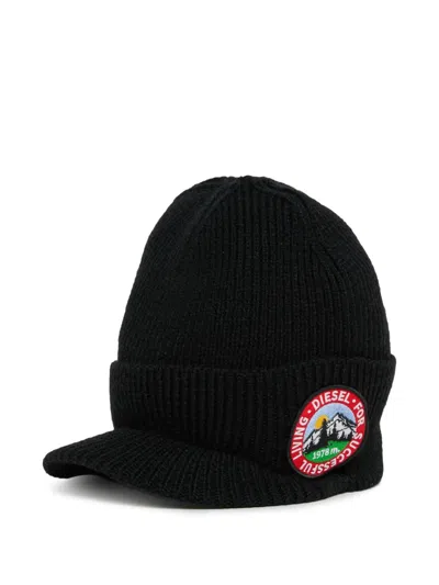 Diesel Kids' Logo-patch Peaked Hat In Black
