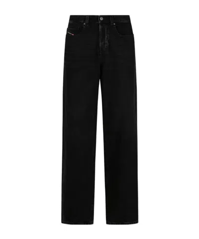 Diesel Logo-patch Straight-leg Jeans In Black
