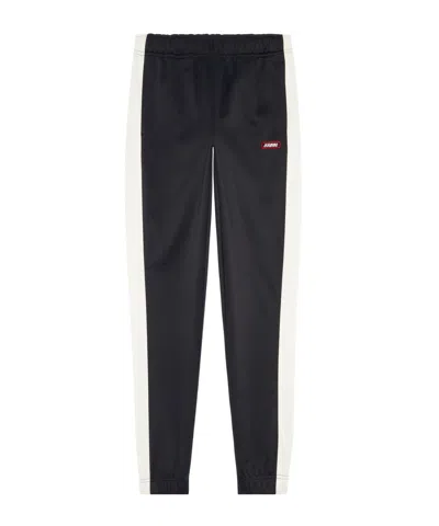 Diesel Logo-patch Tapered Track Pants In Black