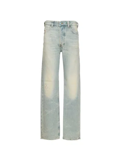 Diesel Logo-patch Wide-leg Jeans In Blue