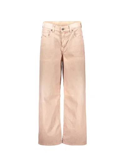 Diesel Logo-patch Wide-leg Jeans In Pink