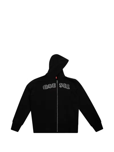 Diesel Kids Logo Zip Hoodie In Animal Print