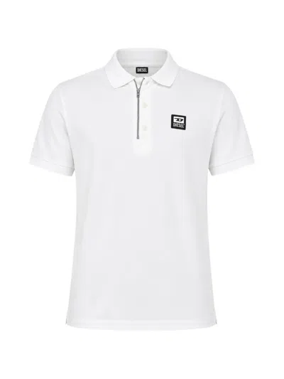 Diesel Logo-patch Zip-up Polo Shirt In Multi