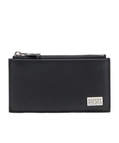 Diesel Logo-plaque Cardholder In Black