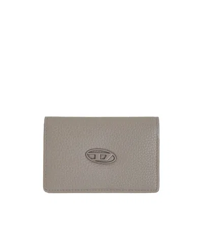 Diesel Logo-plaque Cardholder In Gray