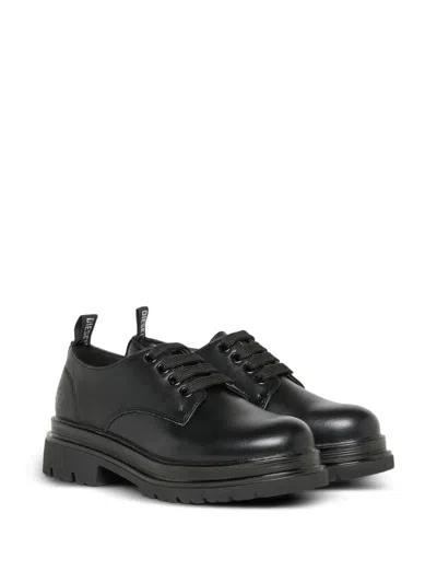 Diesel Kids' Logo-plaque Chunky-sole Derby Shoes In Black