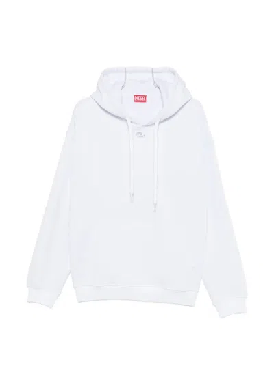 Diesel Logo-plaque Drawstring Hoodie In White