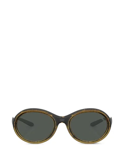 Diesel Logo-plaque Oval-frame Sunglasses In Black