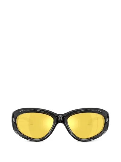 Diesel Logo-plaque Oval-frame Sunglasses In Black