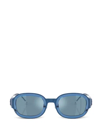 Diesel Logo-plaque Oval-frame Sunglasses In Blue