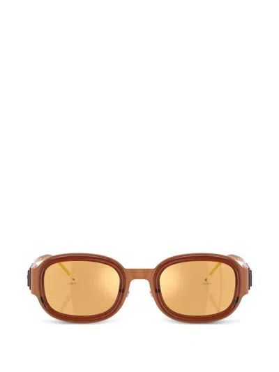 Diesel Logo-plaque Oval-frame Sunglasses In Brown