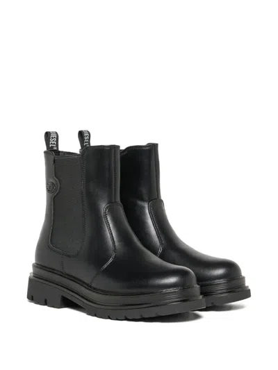 Diesel Kids' Logo-plaque Slip-on Boots In Multi