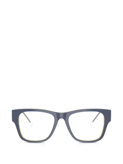 Diesel Logo-plaque Square-frame Glasses In Blue