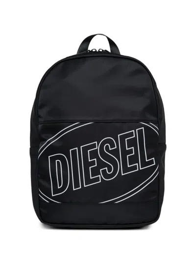 Diesel Kids' Logo-print Backpack In Black