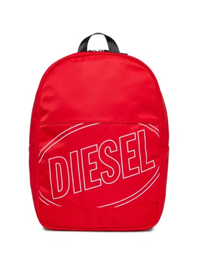 Diesel Kids' Logo-print Backpack In Red