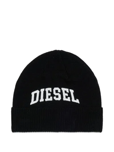 Diesel Kids' Logo-print Beanie Hat In Black