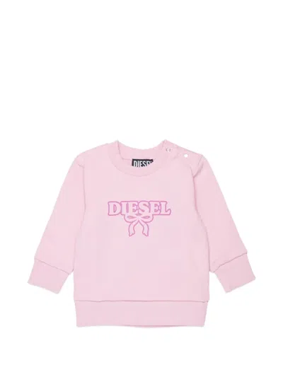 Diesel Babies' Logo-print Bow-detail Sweater In Pink