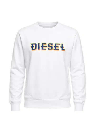Diesel Logo-print Brushed Sweatshirt In White