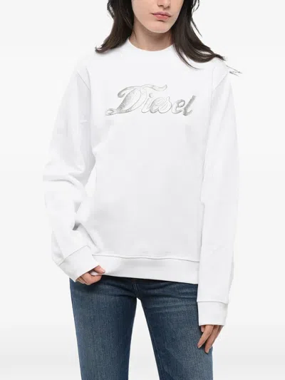 Diesel Logo-print Brushed Sweatshirt In White