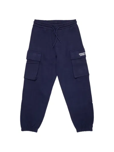 Diesel Fleece Cargo Pants In Blue