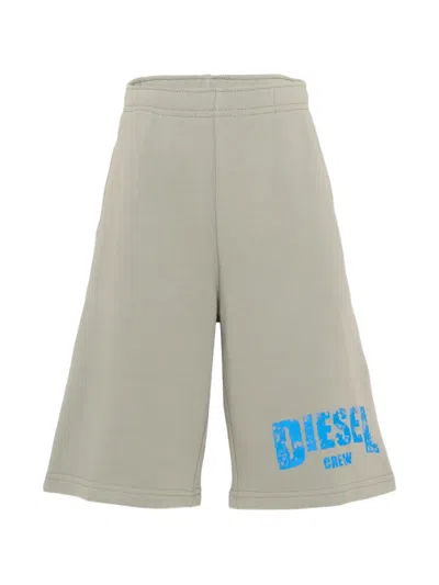 Diesel Kids' Logo-print Cotton Shorts In Neutral