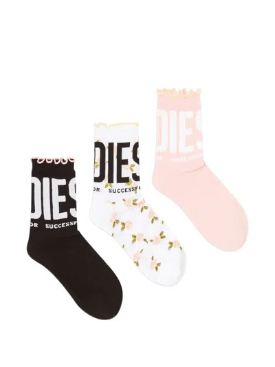 Diesel Logo-print Cotton Socks (pack Of Three) In Multi
