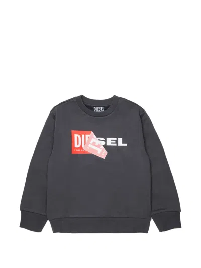 Diesel Kids' Logo-print Cotton Sweatshirt In Black