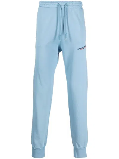 Diesel Logo-print Cotton Track Pants In Blue