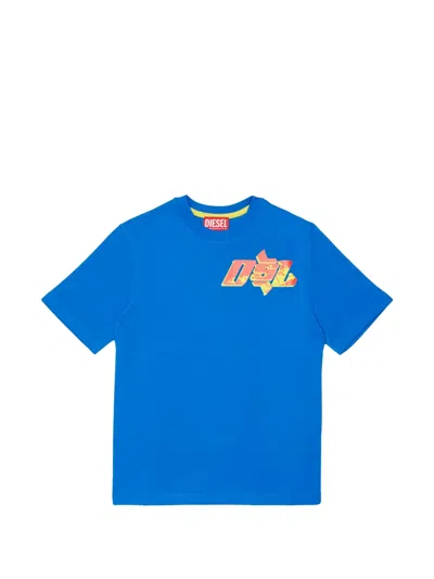 Diesel Kids'  Logo-print Cotton T-shirt In Blue