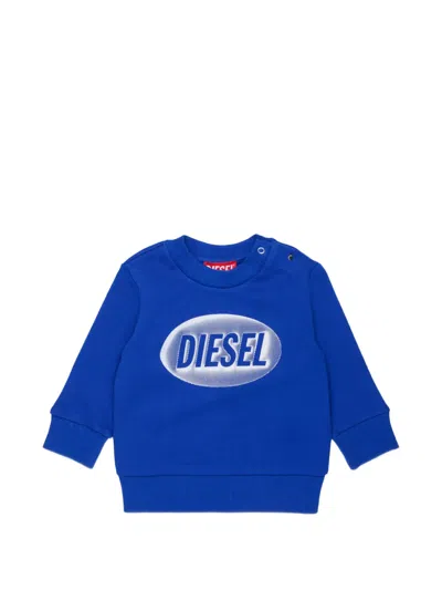 Diesel Babies' Logo-print Crew-neck Hoodie In Blue