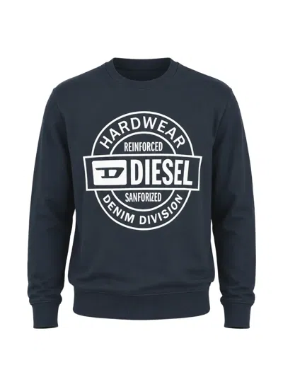Diesel Logo-print Crew-neck Sweatshirt In Blue