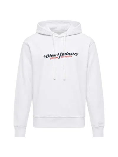 Diesel Logo-print Drawstring Hoodie In White