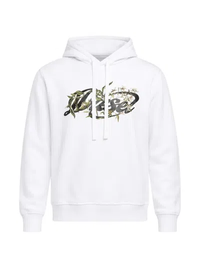 Diesel Logo-print Floral Hoodie In White