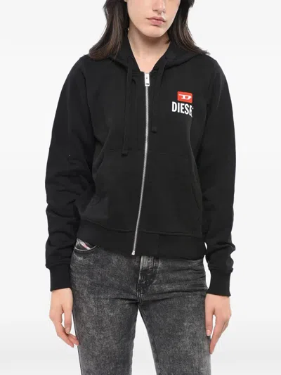 Diesel Logo-print Full-zip Hoodie In Black
