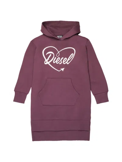 Diesel Kids' Logo-print Hooded Dress In Purple