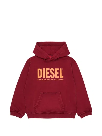 Diesel Kids' 로고 프린트 후디 In Brown