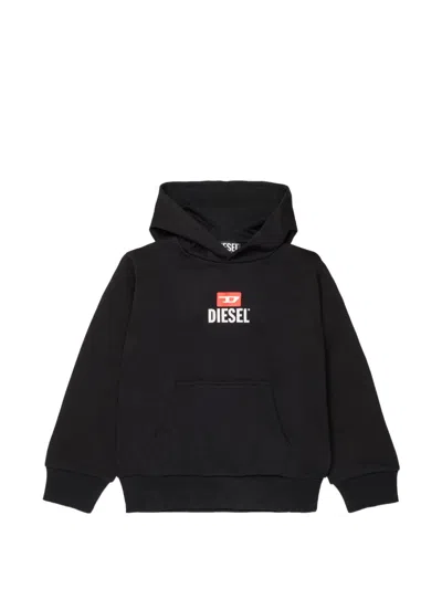 Diesel Kids' Logo-print Hoodie In Black