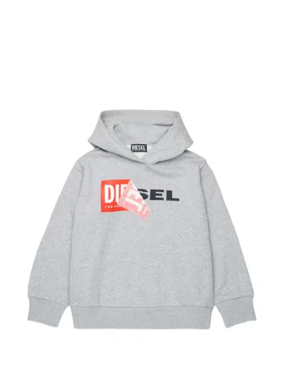 Diesel Kids' Logo-print Hoodie In Black