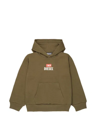 Diesel Kids' Logo-print Hoodie In Green