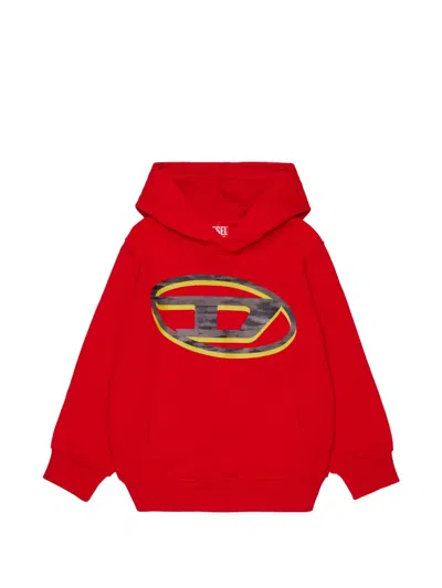 Diesel Kids' Logo-print Hoodie In Red