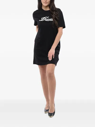 Diesel Logo-print Jersey T-shirt Dress In Black