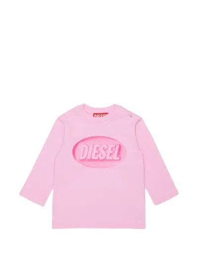 Diesel Babies' Logo-print Long-sleeve T-shirt In Pink