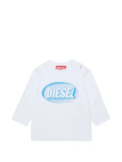 Diesel Babies' Logo-print Long-sleeve T-shirt In White
