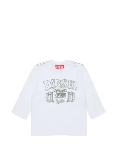 Diesel Babies' Logo-print Long-sleeve T-shirt In White
