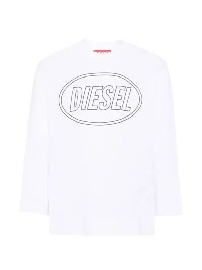 Diesel Kids' Logo-print Long-sleeve T-shirt In White