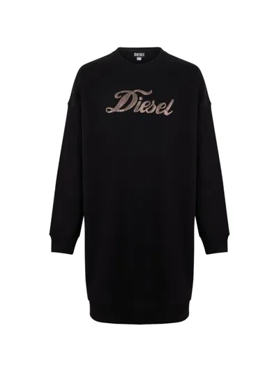 Diesel Logo-print Long-sleeved Dress In Black