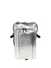 Diesel Logo-print Metallic-effect Backpack In Silver